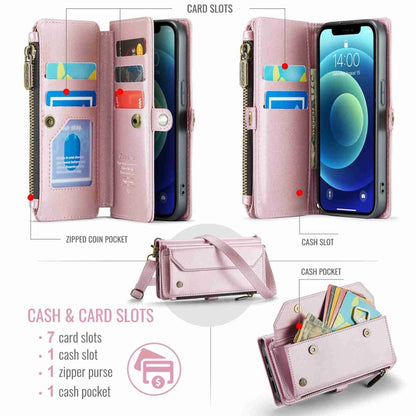 For iPhone 12 CaseMe C36 Card Slots Zipper Wallet RFID Anti-theft Leather Phone Case(Pink) - iPhone 12 / 12 Pro Cases by CaseMe | Online Shopping South Africa | PMC Jewellery | Buy Now Pay Later Mobicred