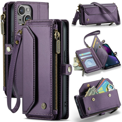 For iPhone 13 CaseMe C36 Card Slots Zipper Wallet RFID Anti-theft Leather Phone Case(Purple) - iPhone 13 Cases by CaseMe | Online Shopping South Africa | PMC Jewellery | Buy Now Pay Later Mobicred