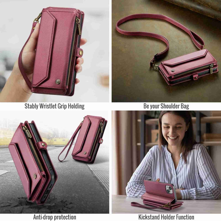 For iPhone 13 CaseMe C36 Card Slots Zipper Wallet RFID Anti-theft Leather Phone Case(Wine Red) - iPhone 13 Cases by CaseMe | Online Shopping South Africa | PMC Jewellery | Buy Now Pay Later Mobicred