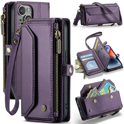 For iPhone 14 CaseMe C36 Card Slots Zipper Wallet RFID Anti-theft Leather Phone Case(Purple) - iPhone 14 Cases by CaseMe | Online Shopping South Africa | PMC Jewellery | Buy Now Pay Later Mobicred