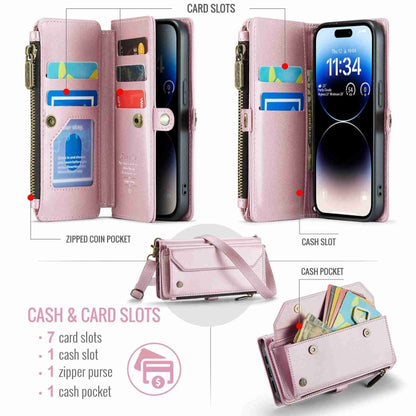 For iPhone 14 Pro Max CaseMe C36 Card Slots Zipper Wallet RFID Anti-theft Leather Phone Case(Pink) - iPhone 14 Pro Max Cases by CaseMe | Online Shopping South Africa | PMC Jewellery | Buy Now Pay Later Mobicred