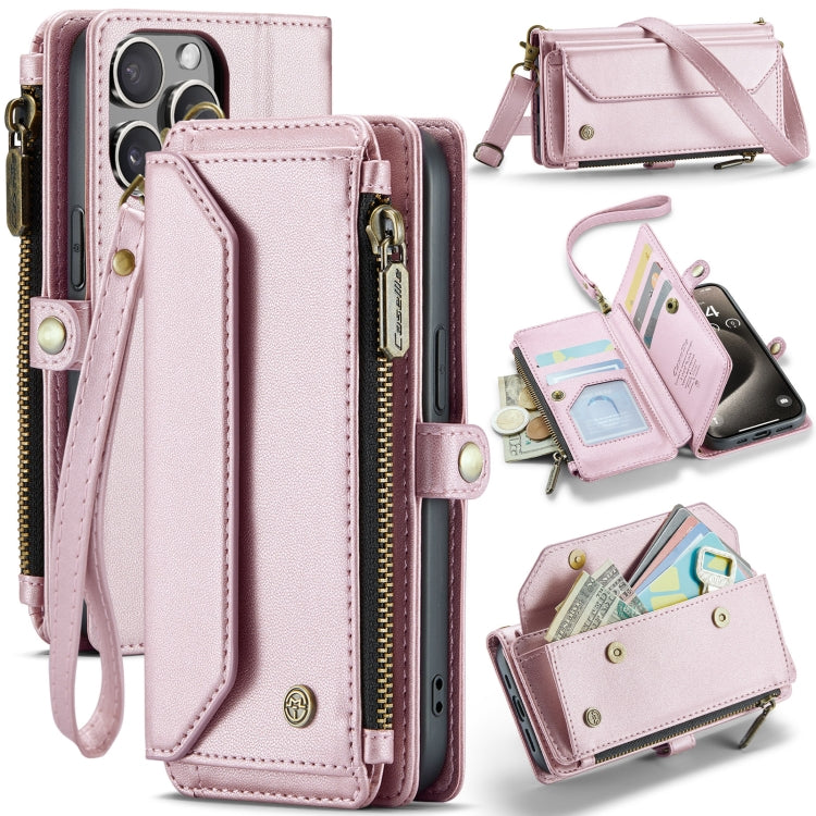 For iPhone 15 Pro CaseMe C36 Card Slots Zipper Wallet RFID Anti-theft Leather Phone Case(Pink) - iPhone 15 Pro Cases by CaseMe | Online Shopping South Africa | PMC Jewellery | Buy Now Pay Later Mobicred