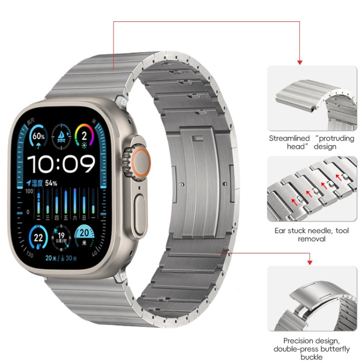 For Apple Watch Ultra 49mm PG65 Single Bead Bamboo Joint Spring Bars Titanium Metal Watch Band(Silver) - Watch Bands by PMC Jewellery | Online Shopping South Africa | PMC Jewellery | Buy Now Pay Later Mobicred