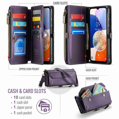 For Samsung Galaxy A14 5G / 4G CaseMe C36 Card Slots Zipper Wallet RFID Anti-theft Leather Phone Case(Purple) - Galaxy Phone Cases by CaseMe | Online Shopping South Africa | PMC Jewellery | Buy Now Pay Later Mobicred