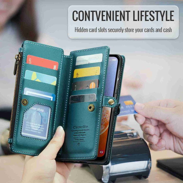 For Samsung Galaxy A14 5G / 4G CaseMe C36 Card Slots Zipper Wallet RFID Anti-theft Leather Phone Case(Blue-green) - Galaxy Phone Cases by CaseMe | Online Shopping South Africa | PMC Jewellery | Buy Now Pay Later Mobicred