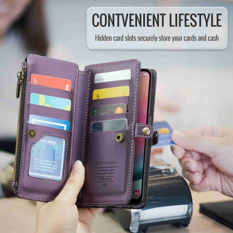 For Samsung Galaxy A24 CaseMe C36 Card Slots Zipper Wallet RFID Anti-theft Leather Phone Case(Purple) - Galaxy Phone Cases by CaseMe | Online Shopping South Africa | PMC Jewellery | Buy Now Pay Later Mobicred