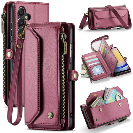 For Samsung Galaxy A25 CaseMe C36 Card Slots Zipper Wallet RFID Anti-theft Leather Phone Case(Wine Red) - Galaxy Phone Cases by CaseMe | Online Shopping South Africa | PMC Jewellery | Buy Now Pay Later Mobicred