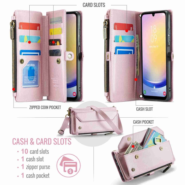 For Samsung Galaxy A25 CaseMe C36 Card Slots Zipper Wallet RFID Anti-theft Leather Phone Case(Pink) - Galaxy Phone Cases by CaseMe | Online Shopping South Africa | PMC Jewellery | Buy Now Pay Later Mobicred