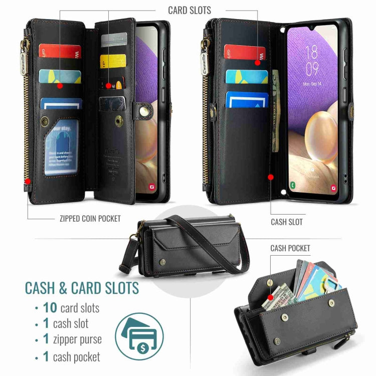 For Samsung Galaxy A32 5G CaseMe C36 Card Slots Zipper Wallet RFID Anti-theft Leather Phone Case(Black) - Galaxy Phone Cases by CaseMe | Online Shopping South Africa | PMC Jewellery | Buy Now Pay Later Mobicred