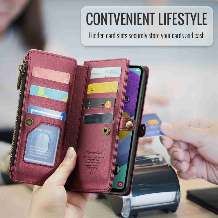 For Samsung Galaxy A51 4G CaseMe C36 Card Slots Zipper Wallet RFID Anti-theft Leather Phone Case(Wine Red) - Galaxy Phone Cases by CaseMe | Online Shopping South Africa | PMC Jewellery | Buy Now Pay Later Mobicred