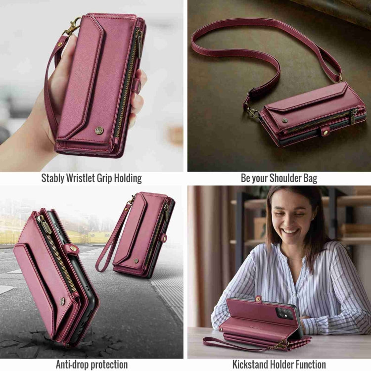 For Samsung Galaxy A51 4G CaseMe C36 Card Slots Zipper Wallet RFID Anti-theft Leather Phone Case(Wine Red) - Galaxy Phone Cases by CaseMe | Online Shopping South Africa | PMC Jewellery | Buy Now Pay Later Mobicred