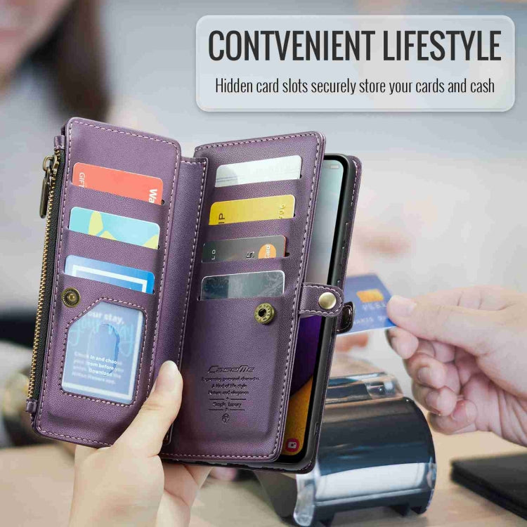 For Samsung Galaxy A52 / A52s 5G CaseMe C36 Card Slots Zipper Wallet RFID Anti-theft Leather Phone Case(Purple) - Galaxy Phone Cases by CaseMe | Online Shopping South Africa | PMC Jewellery | Buy Now Pay Later Mobicred