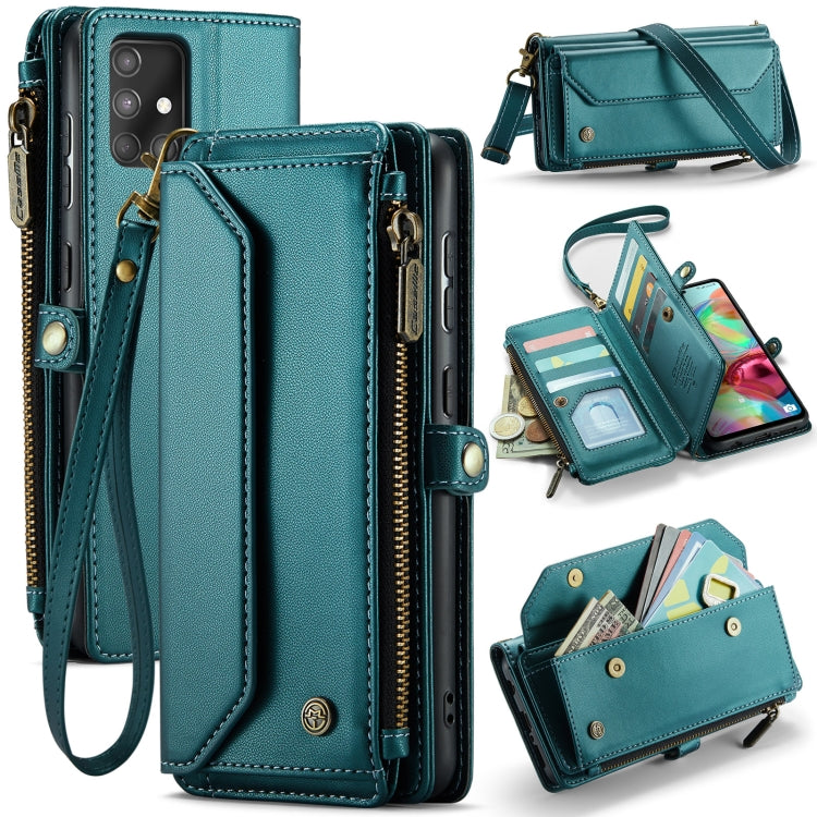 For Samsung Galaxy A71 4G CaseMe C36 Card Slots Zipper Wallet RFID Anti-theft Leather Phone Case(Blue-green) - Galaxy Phone Cases by CaseMe | Online Shopping South Africa | PMC Jewellery | Buy Now Pay Later Mobicred