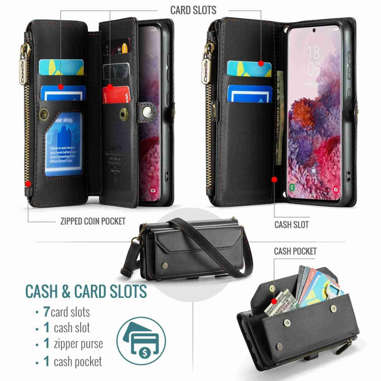 For Samsung Galaxy S20 CaseMe C36 Card Slots Zipper Wallet RFID Anti-theft Leather Phone Case(Black) - Galaxy Phone Cases by CaseMe | Online Shopping South Africa | PMC Jewellery | Buy Now Pay Later Mobicred