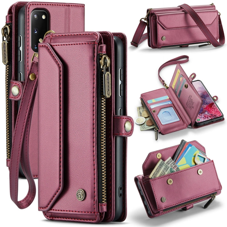 For Samsung Galaxy S20 CaseMe C36 Card Slots Zipper Wallet RFID Anti-theft Leather Phone Case(Wine Red) - Galaxy Phone Cases by CaseMe | Online Shopping South Africa | PMC Jewellery | Buy Now Pay Later Mobicred