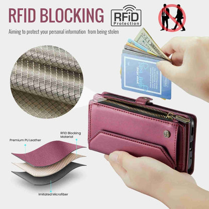 For Samsung Galaxy S20 CaseMe C36 Card Slots Zipper Wallet RFID Anti-theft Leather Phone Case(Wine Red) - Galaxy Phone Cases by CaseMe | Online Shopping South Africa | PMC Jewellery | Buy Now Pay Later Mobicred