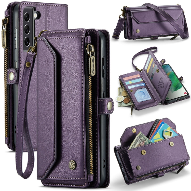 For Samsung Galaxy S21 FE 5G CaseMe C36 Card Slots Zipper Wallet RFID Anti-theft Leather Phone Case(Purple) - Galaxy Phone Cases by CaseMe | Online Shopping South Africa | PMC Jewellery | Buy Now Pay Later Mobicred