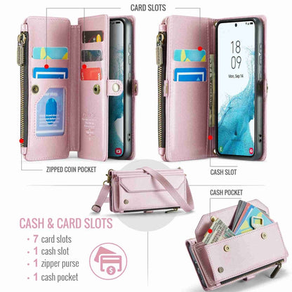 For Samsung Galaxy S22 5G CaseMe C36 Card Slots Zipper Wallet RFID Anti-theft Leather Phone Case(Pink) - Galaxy S22 5G Cases by CaseMe | Online Shopping South Africa | PMC Jewellery | Buy Now Pay Later Mobicred