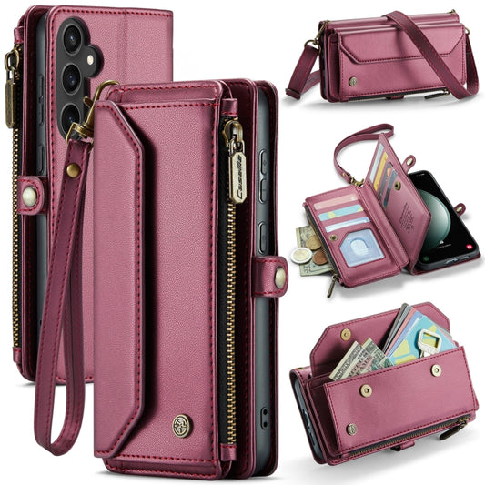 For Samsung Galaxy S23 FE 5G CaseMe C36 Card Slots Zipper Wallet RFID Anti-theft Leather Phone Case(Wine Red) - Galaxy S23 FE 5G Cases by CaseMe | Online Shopping South Africa | PMC Jewellery | Buy Now Pay Later Mobicred