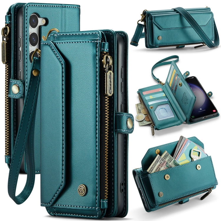 For Samsung Galaxy S23+ 5G CaseMe C36 Card Slots Zipper Wallet RFID Anti-theft Leather Phone Case(Blue-green) - Galaxy S23+ 5G Cases by CaseMe | Online Shopping South Africa | PMC Jewellery | Buy Now Pay Later Mobicred