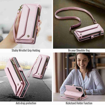 For Samsung Galaxy S23 Ultra 5G CaseMe C36 Card Slots Zipper Wallet RFID Anti-theft Leather Phone Case(Pink) - Galaxy S23 Ultra 5G Cases by CaseMe | Online Shopping South Africa | PMC Jewellery | Buy Now Pay Later Mobicred