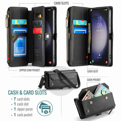 For Samsung Galaxy S23 5G CaseMe C36 Card Slots Zipper Wallet RFID Anti-theft Leather Phone Case(Black) - Galaxy S23 5G Cases by CaseMe | Online Shopping South Africa | PMC Jewellery | Buy Now Pay Later Mobicred