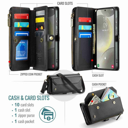 For Samsung Galaxy S24 5G CaseMe C36 Card Slots Zipper Wallet RFID Anti-theft Leather Phone Case(Black) - Galaxy S24 5G Cases by CaseMe | Online Shopping South Africa | PMC Jewellery | Buy Now Pay Later Mobicred