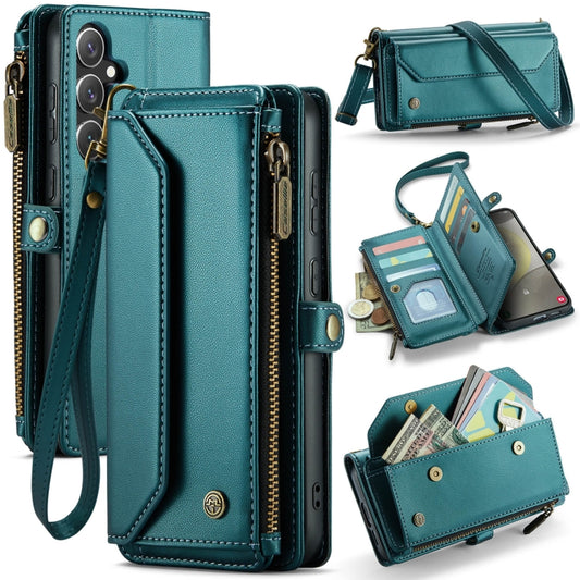 For Samsung Galaxy S24+ 5G CaseMe C36 Card Slots Zipper Wallet RFID Anti-theft Leather Phone Case(Blue-green) - Galaxy S24+ 5G Cases by CaseMe | Online Shopping South Africa | PMC Jewellery | Buy Now Pay Later Mobicred