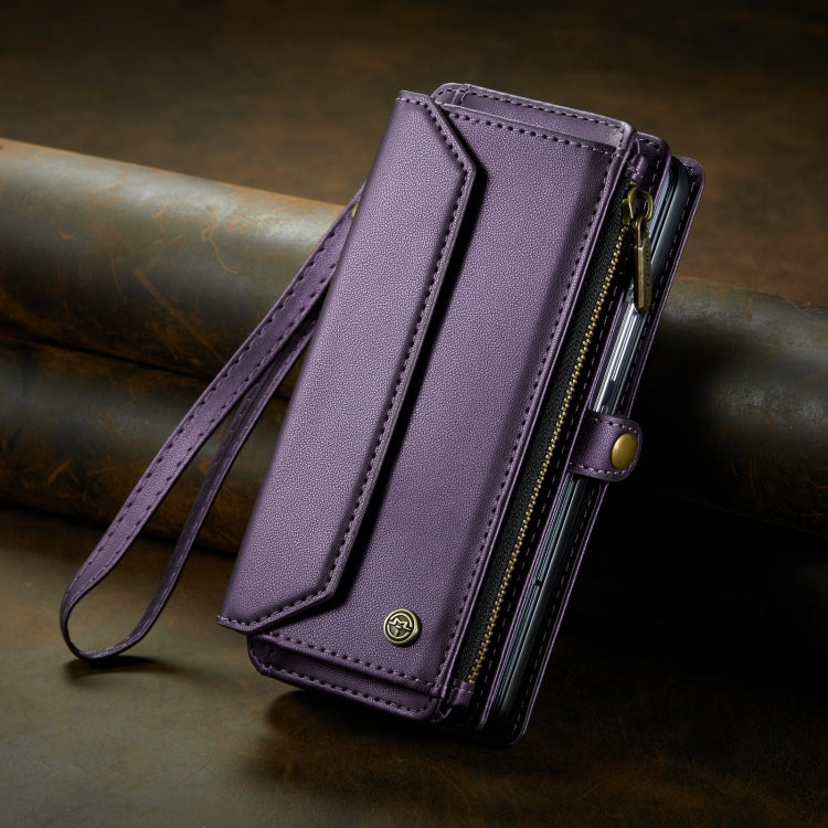 For Samsung Galaxy Z Fold5 CaseMe C36 Card Slots Zipper Wallet RFID Anti-theft Leather Phone Case(Purple) - Galaxy Z Fold5 Cases by CaseMe | Online Shopping South Africa | PMC Jewellery | Buy Now Pay Later Mobicred