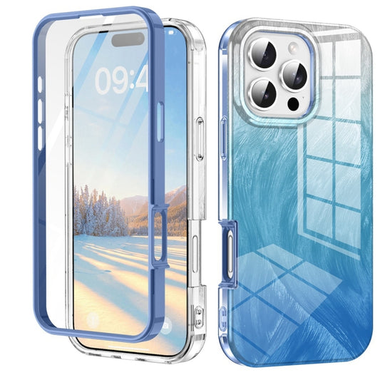 For iPhone 16 Pro Max IMD Gradient Feather PC Hybrid TPU Phone Case(Blue) - iPhone 16 Pro Max Cases by PMC Jewellery | Online Shopping South Africa | PMC Jewellery | Buy Now Pay Later Mobicred