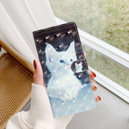 For iPhone 16 Plus 3D Pattern Leather Phone Case(White Cat) - iPhone 16 Plus Cases by PMC Jewellery | Online Shopping South Africa | PMC Jewellery | Buy Now Pay Later Mobicred