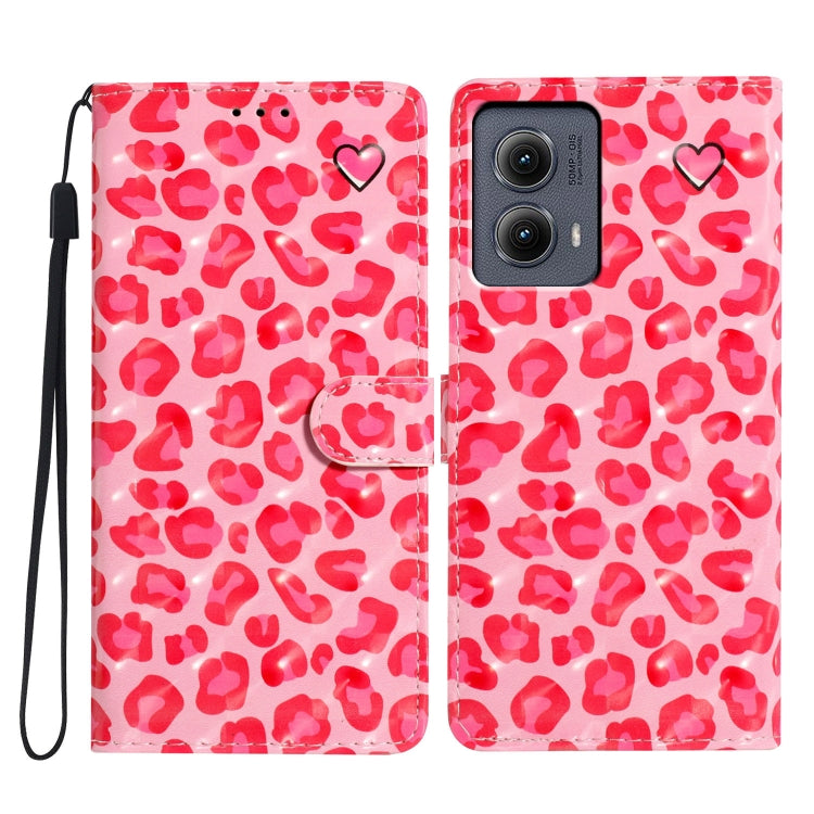 For Motorola Edge 2024 3D Pattern Leather Phone Case(Pink Leopard Print) - Motorola Cases by PMC Jewellery | Online Shopping South Africa | PMC Jewellery | Buy Now Pay Later Mobicred