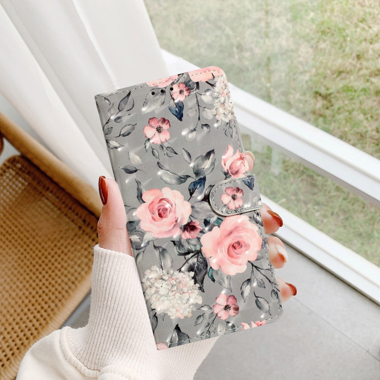 For Motorola Edge 2024 3D Pattern Leather Phone Case(Gray Base Flower) - Motorola Cases by PMC Jewellery | Online Shopping South Africa | PMC Jewellery | Buy Now Pay Later Mobicred