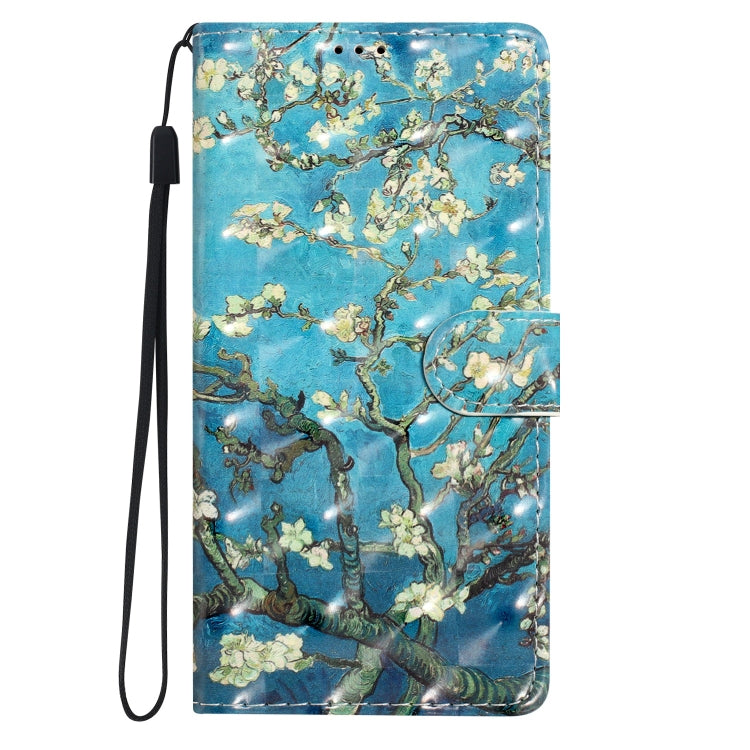 For Motorola Edge 2024 3D Pattern Leather Phone Case(Blue Base Apricot Flower) - Motorola Cases by PMC Jewellery | Online Shopping South Africa | PMC Jewellery | Buy Now Pay Later Mobicred