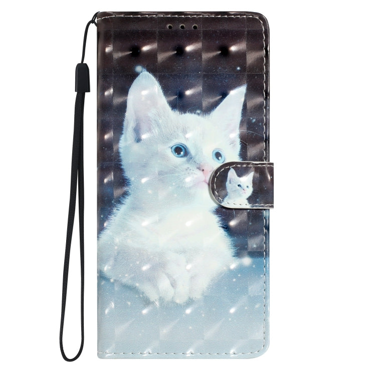 For Motorola Moto G Stylus 5G 2024 3D Pattern Leather Phone Case(White Cat) - Motorola Cases by PMC Jewellery | Online Shopping South Africa | PMC Jewellery | Buy Now Pay Later Mobicred