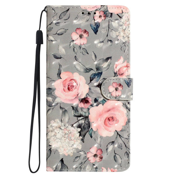 For Motorola Moto G Stylus 5G 2024 3D Pattern Leather Phone Case(Gray Base Flower) - Motorola Cases by PMC Jewellery | Online Shopping South Africa | PMC Jewellery | Buy Now Pay Later Mobicred