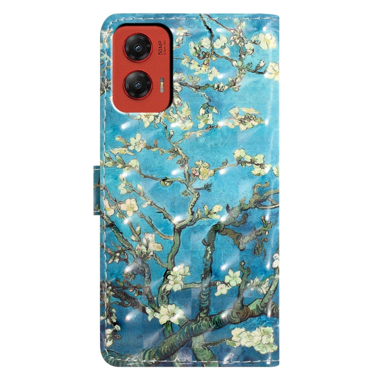 For Motorola Moto G Stylus 5G 2024 3D Pattern Leather Phone Case(Blue Base Apricot Flower) - Motorola Cases by PMC Jewellery | Online Shopping South Africa | PMC Jewellery | Buy Now Pay Later Mobicred