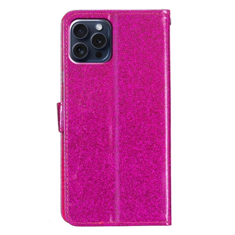 For iPhone 16 Pro Glitter Powder Flip Leather Phone Case(Rose Red) - iPhone 16 Pro Cases by PMC TechLife | Online Shopping South Africa | PMC TechLife | Buy Now Pay Later Mobicred