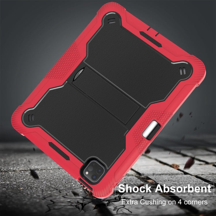 For iPad Pro 11 2024 Shockproof Silicone Hybrid PC Tablet Case with Holder(Black + Red) - free shipping - PMC TechLife - Order now!