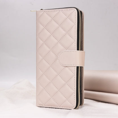 For Samsung Galaxy S24+ 5G Crossbody Rhombic Zipper Tower Buckle Leather Phone Case with Lanyard(Beige) - Galaxy S24+ 5G Cases by PMC Jewellery | Online Shopping South Africa | PMC Jewellery | Buy Now Pay Later Mobicred