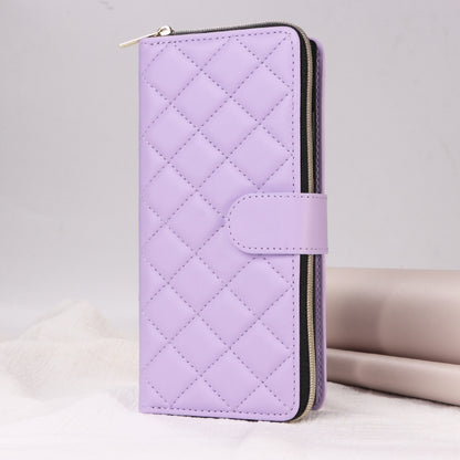 For Samsung Galaxy S24 Ultra 5G Crossbody Rhombic Zipper Tower Buckle Leather Phone Case with Lanyard(Purple) - Galaxy S24 Ultra 5G Cases by PMC Jewellery | Online Shopping South Africa | PMC Jewellery | Buy Now Pay Later Mobicred