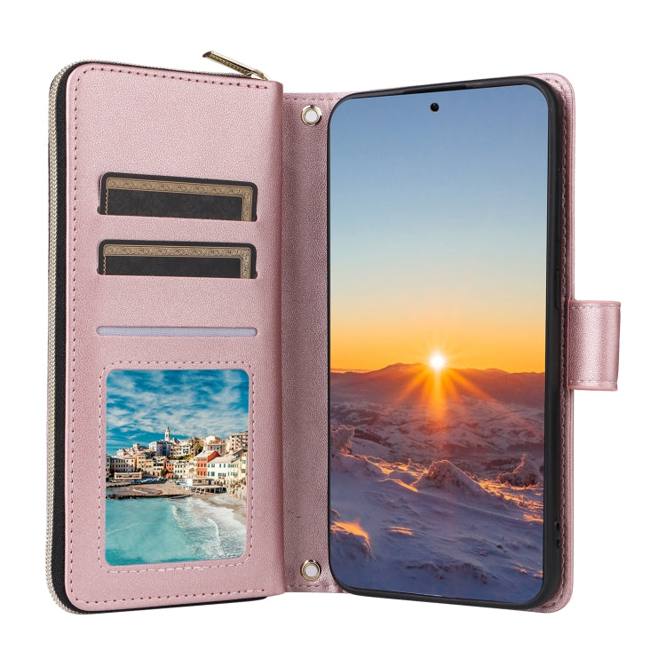 For Samsung Galaxy S24 FE 5G Crossbody Rhombic Zipper Tower Buckle Leather Phone Case with Lanyard(Rose Gold) - Galaxy S24 FE 5G Cases by PMC Jewellery | Online Shopping South Africa | PMC Jewellery | Buy Now Pay Later Mobicred