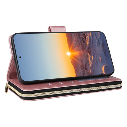 For Samsung Galaxy S24 FE 5G Crossbody Rhombic Zipper Tower Buckle Leather Phone Case with Lanyard(Rose Gold) - Galaxy S24 FE 5G Cases by PMC Jewellery | Online Shopping South Africa | PMC Jewellery | Buy Now Pay Later Mobicred