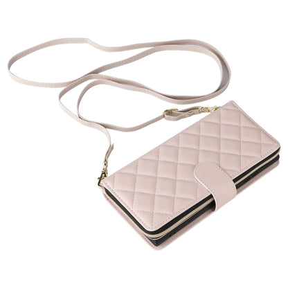 For Samsung Galaxy S25 Ultra 5G Crossbody Rhombic Zipper Tower Buckle Leather Phone Case with Lanyard(Beige) - Galaxy S25 Ultra 5G Cases by PMC Jewellery | Online Shopping South Africa | PMC Jewellery | Buy Now Pay Later Mobicred