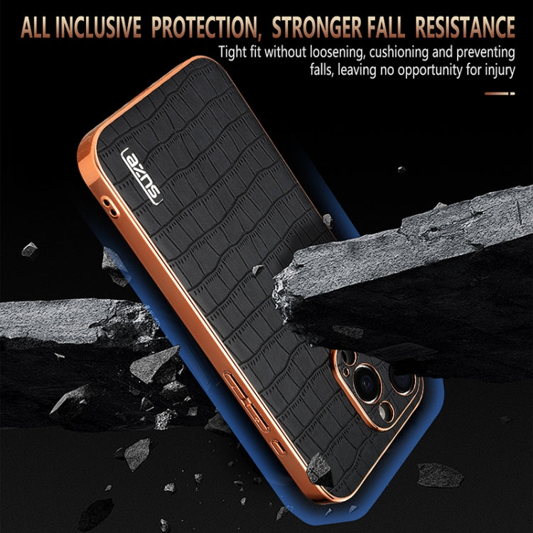 For iPhone 16 Pro Max AZNS Electroplated Frame Crocodile Texture Full Coverage Phone Case(Black) - iPhone 16 Pro Max Cases by AZNS | Online Shopping South Africa | PMC Jewellery | Buy Now Pay Later Mobicred