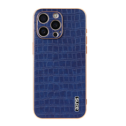 For iPhone 16 Pro Max AZNS Electroplated Frame Crocodile Texture Full Coverage Phone Case(Blue) - iPhone 16 Pro Max Cases by AZNS | Online Shopping South Africa | PMC Jewellery | Buy Now Pay Later Mobicred