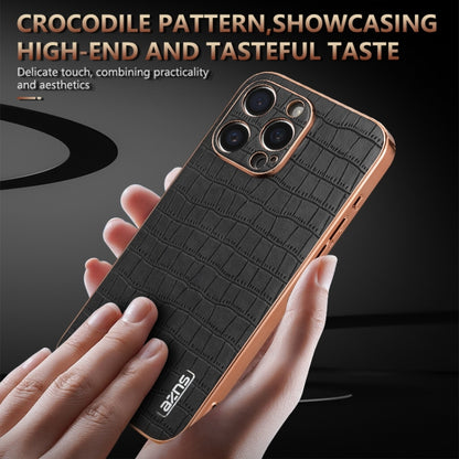 For iPhone 16 Pro Max AZNS Electroplated Frame Crocodile Texture Full Coverage Phone Case(Blue) - iPhone 16 Pro Max Cases by AZNS | Online Shopping South Africa | PMC Jewellery | Buy Now Pay Later Mobicred