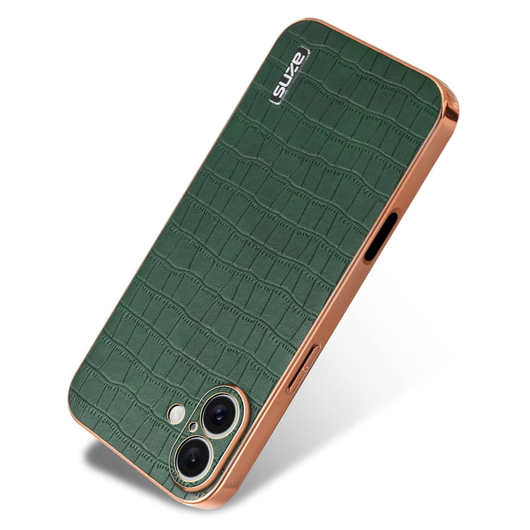 For iPhone 16 AZNS Electroplated Frame Crocodile Texture Full Coverage Phone Case(Green) - iPhone 16 Cases by AZNS | Online Shopping South Africa | PMC Jewellery | Buy Now Pay Later Mobicred