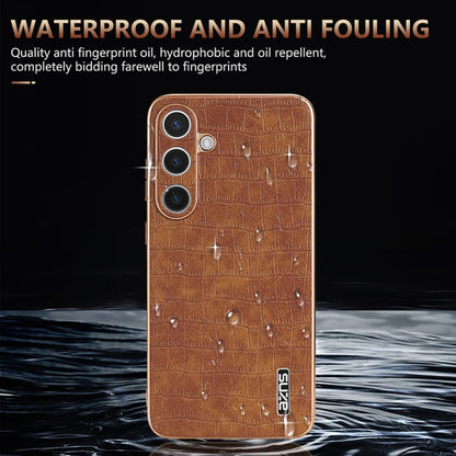 For Samsung Galaxy S24 5G AZNS Electroplated Frame Crocodile Texture Full Coverage Phone Case(White) - Galaxy S24 5G Cases by AZNS | Online Shopping South Africa | PMC Jewellery | Buy Now Pay Later Mobicred