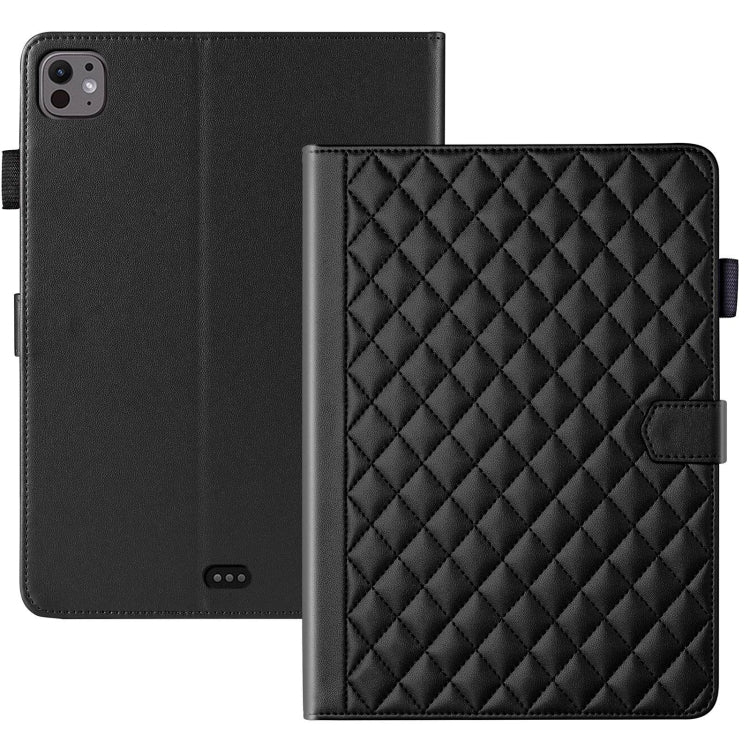 For iPad Pro 11 2024 Rhombus Lattice Leather Smart Tablet Case(Black) - iPad Pro 11 2024 Cases by PMC Jewellery | Online Shopping South Africa | PMC Jewellery | Buy Now Pay Later Mobicred